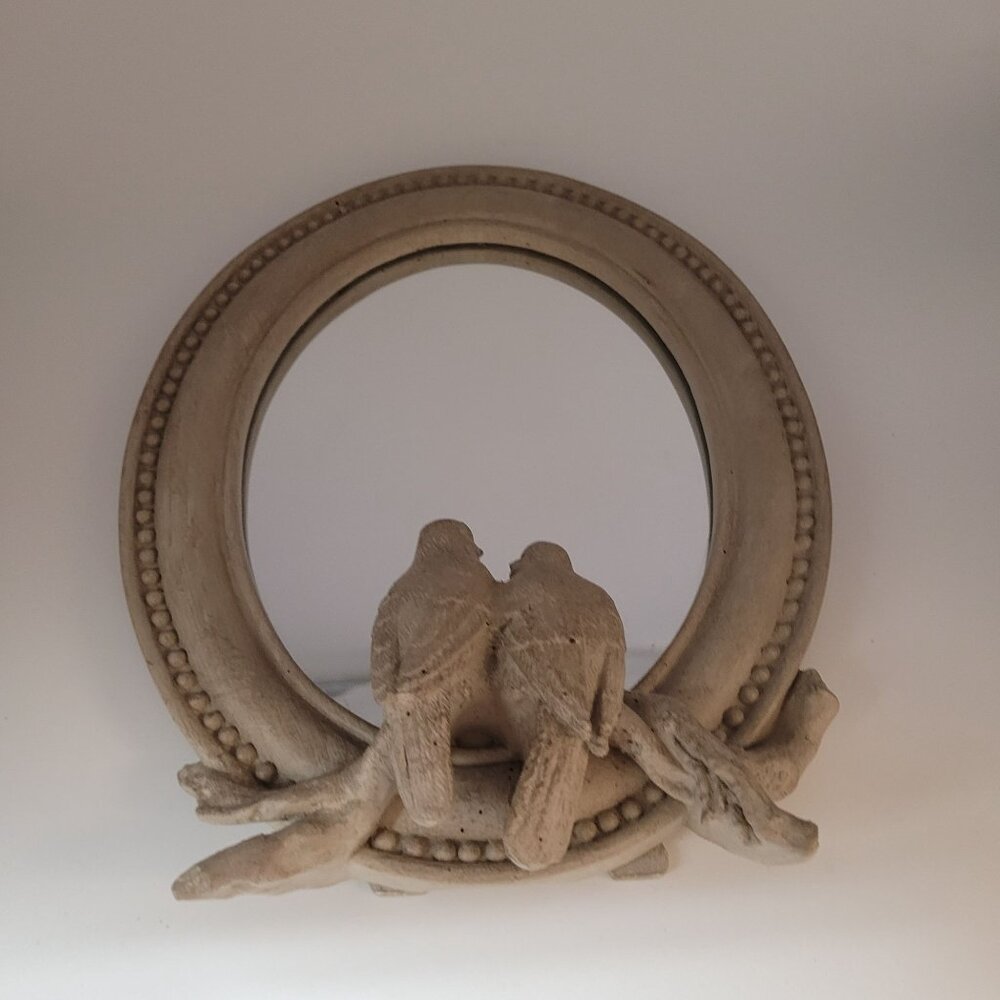 Raz Imports Distressed Birds Oval Resin Mirror Standing 8.5'' Gray New - Picture 4 of 11